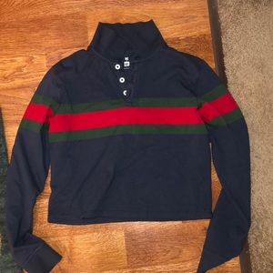 Cropped red and green button long sleeve!